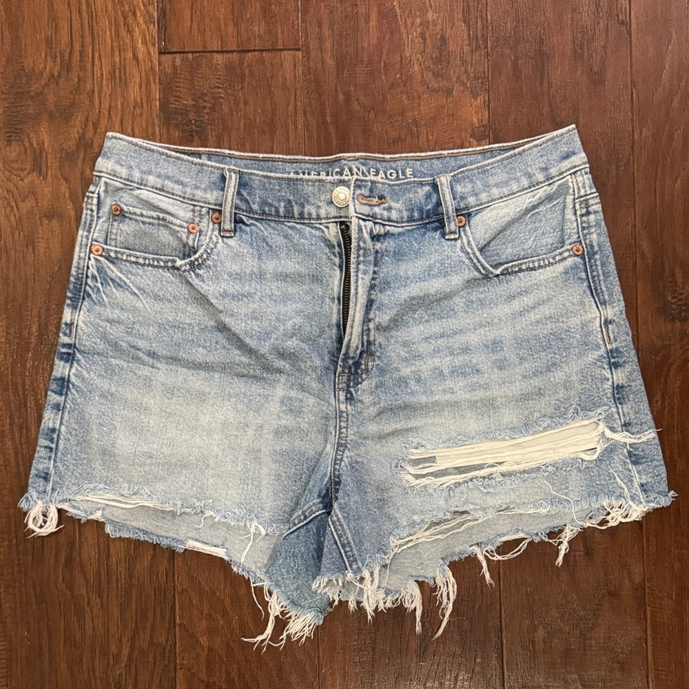 American Eagle Outfitters Women's Ripped Jean Shorts - Blue